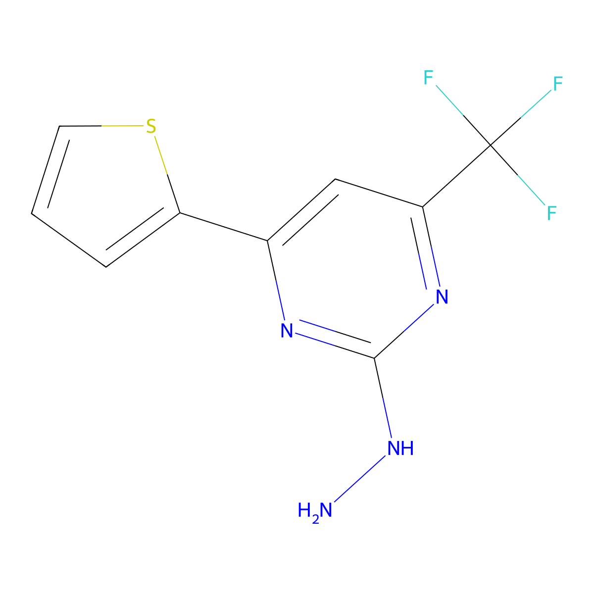 2-Hydrazinyl-4-(thiophen-2-yl)-6-(trifluoromethyl)pyrimidine molecular structure, CAS 832737-83-4
