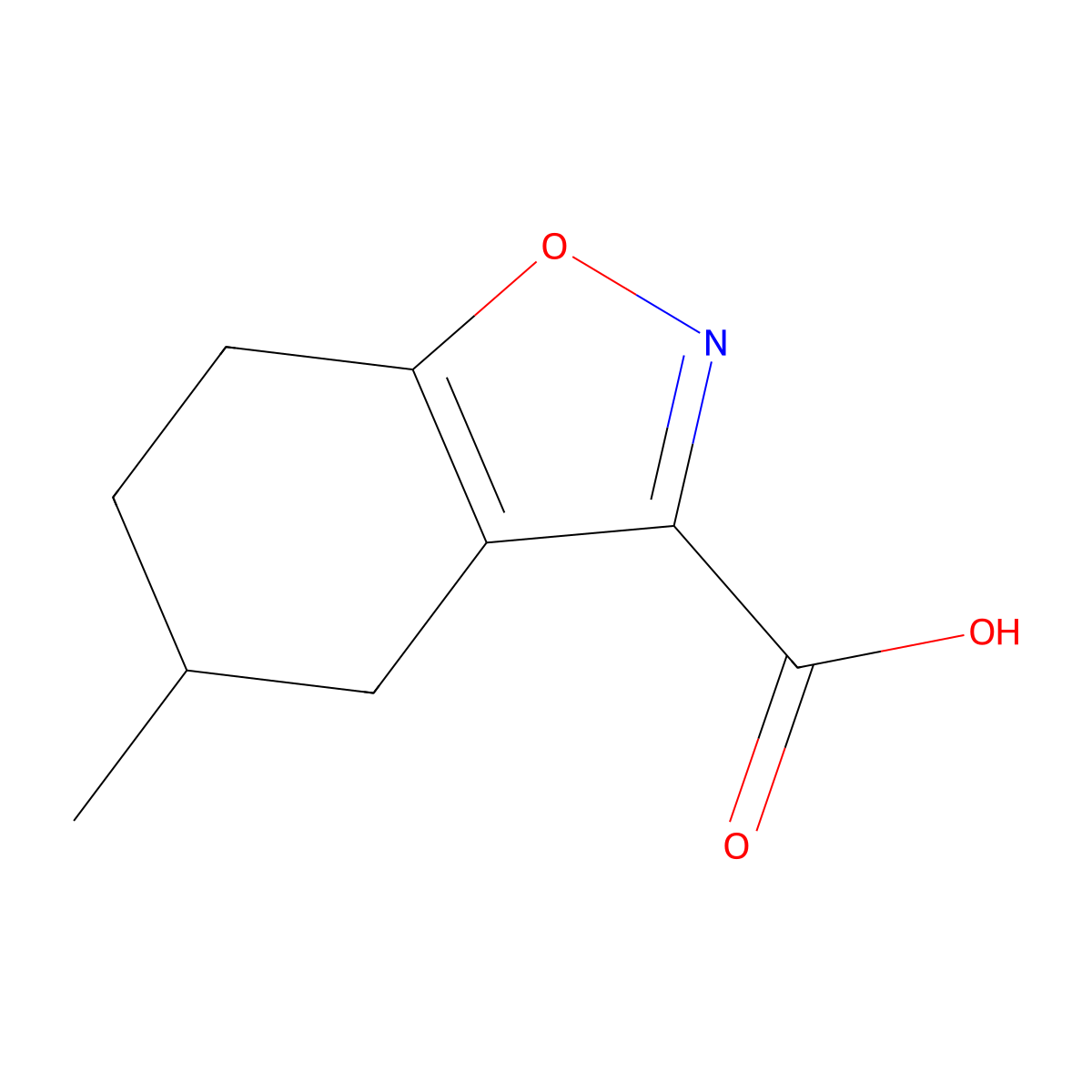 5-Methyl-4,5,6,7-tetrahydro-1,2-benzoxazole-3-carboxylic acid molecular structure, CAS 832737-91-4