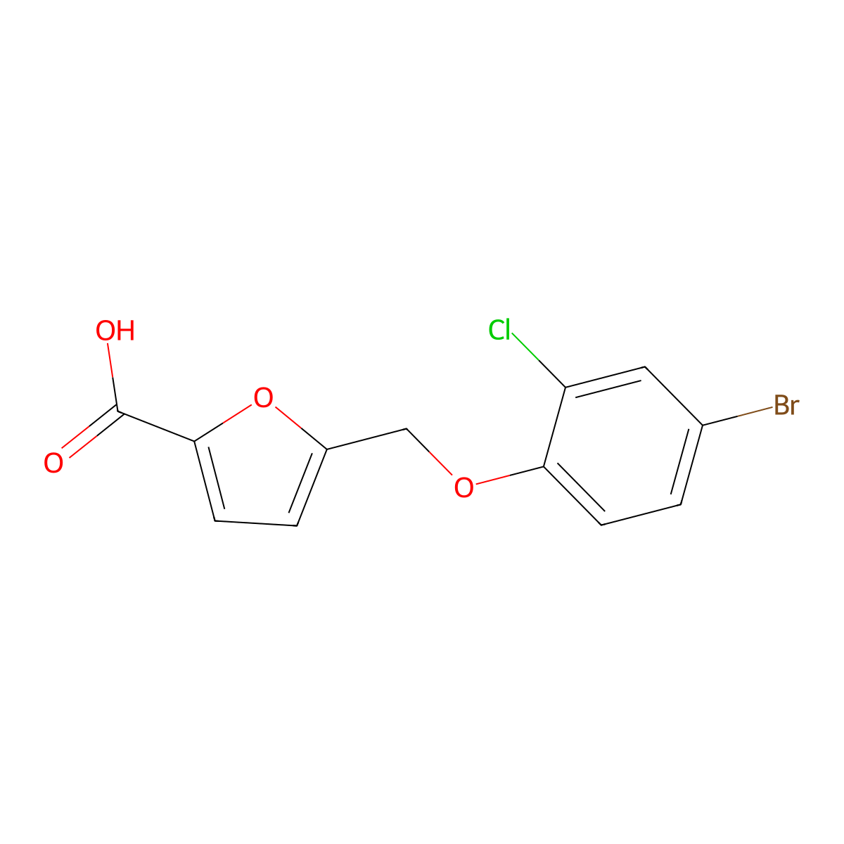 5-[(4-Bromo-2-chlorophenoxy)methyl]-2-furoic acid molecular structure, CAS 832737-92-5