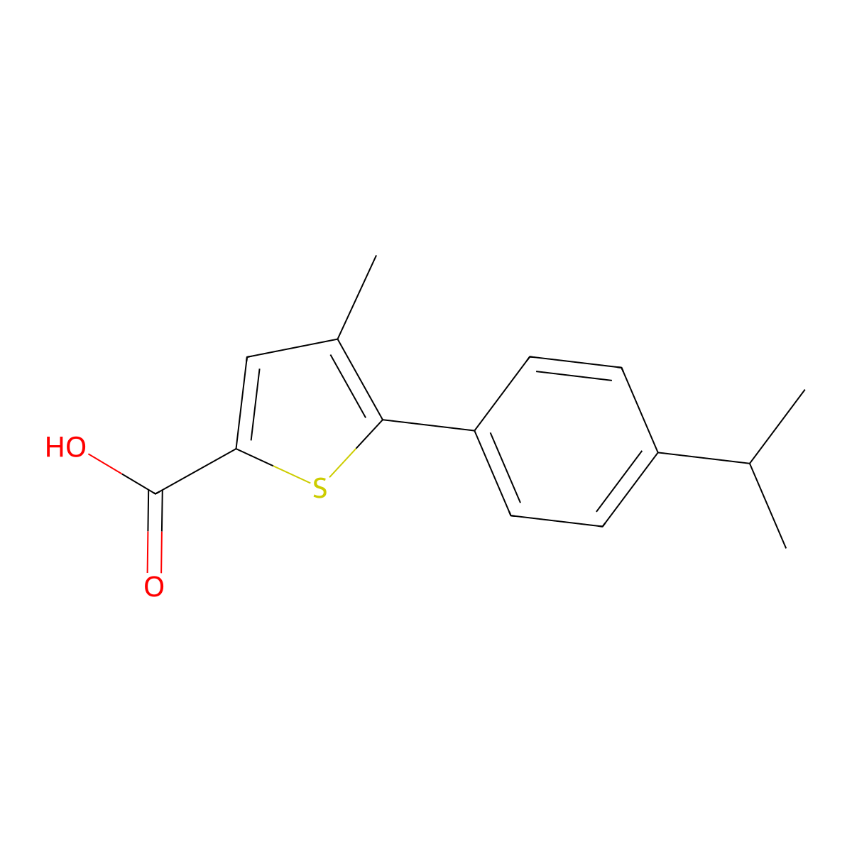 4-Methyl-5-[4-(1-methylethyl)phenyl]-2-thiophenecarboxylic acid molecular structure, CAS 832737-97-0