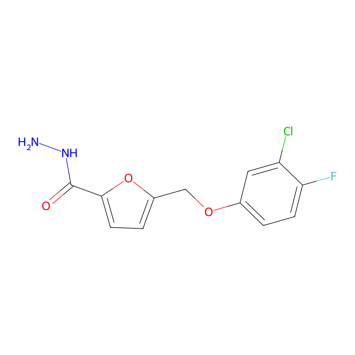 5-[(3-Chloro-4-fluorophenoxy)methyl]furan-2-carbohydrazide molecular structure, CAS 832738-03-1