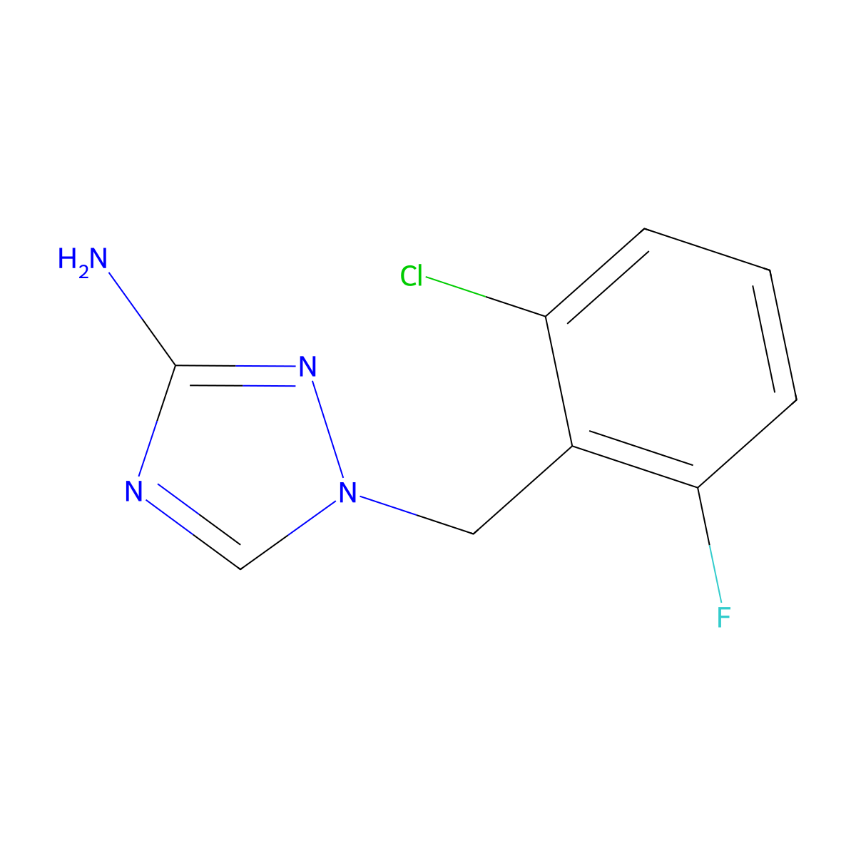 1-(2-chloro-6-fluorobenzyl)-1H-1,2,4-triazol-3-amine molecular structure, CAS 832738-10-0