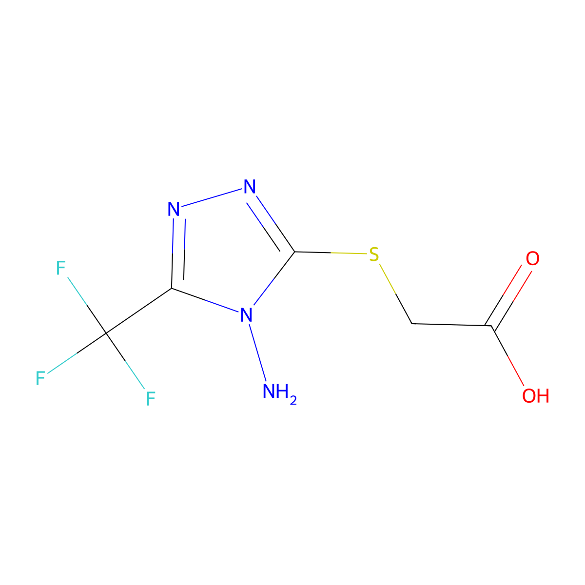 2-{[4-amino-5-(trifluoromethyl)-4H-1,2,4-triazol-3-yl]sulfanyl}acetic acid molecular structure, CAS 832738-11-1