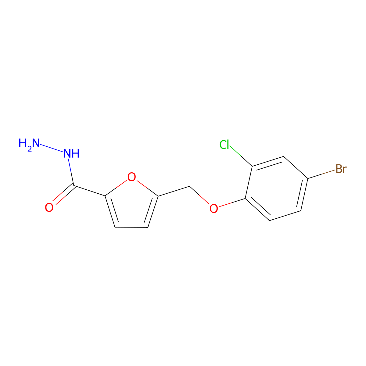5-[(4-Bromo-2-chlorophenoxy)methyl]furan-2-carbohydrazide molecular structure, CAS 832738-18-8