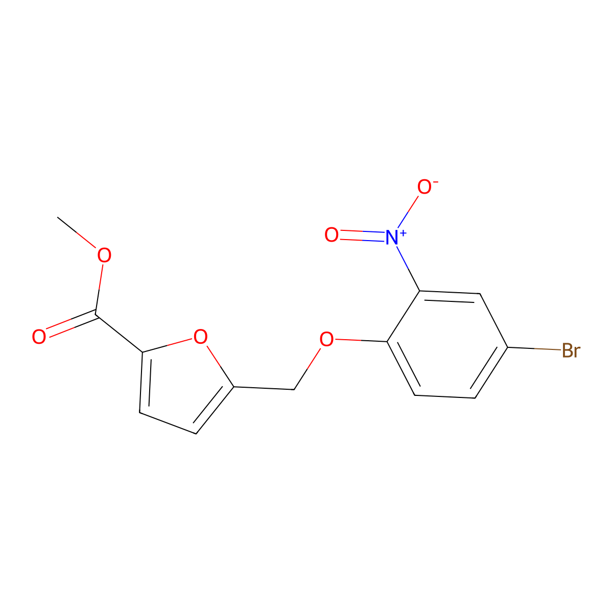 Methyl 5-[(4-bromo-2-nitrophenoxy)methyl]furan-2-carboxylate molecular structure, CAS 832738-22-4