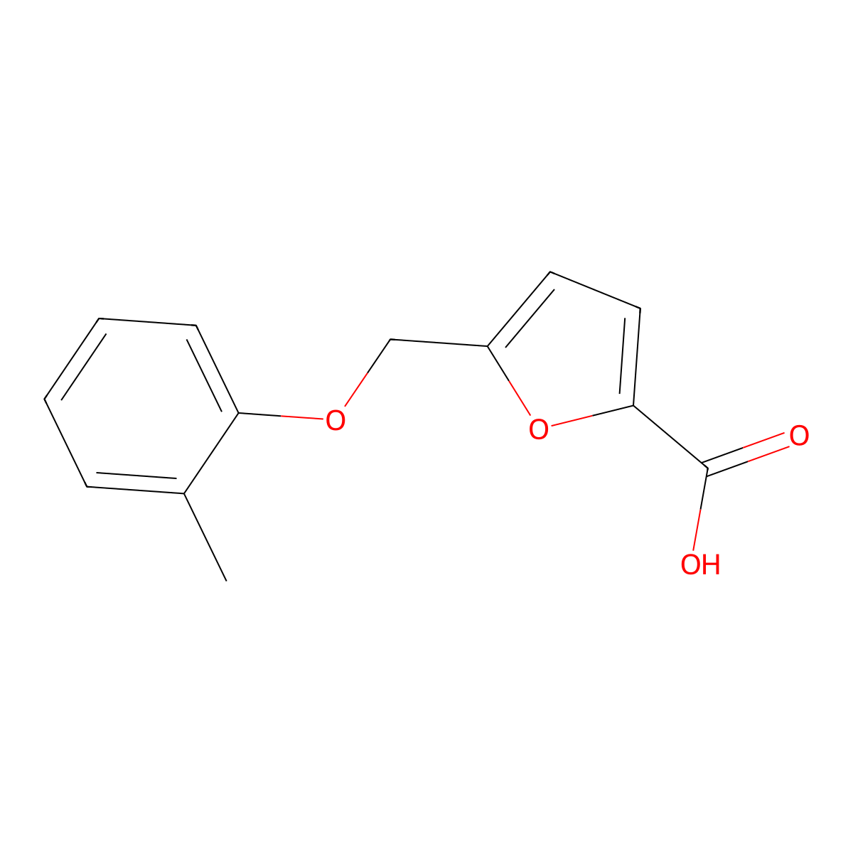 5-[(2-Methylphenoxy)methyl]-2-furoic acid molecular structure, CAS 832739-12-5