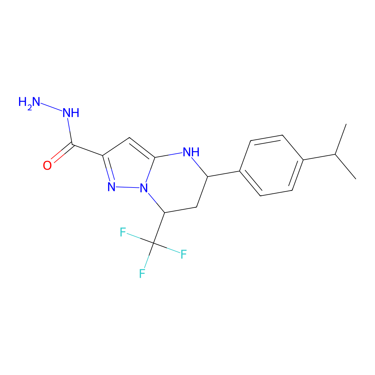 5-(4-Isopropylphenyl)-7-(trifluoromethyl)-4,5,6,7-tetrahydropyrazolo[1,5-A]pyrimidine-2-carbohydrazide molecular structure, CAS 832739-14-7