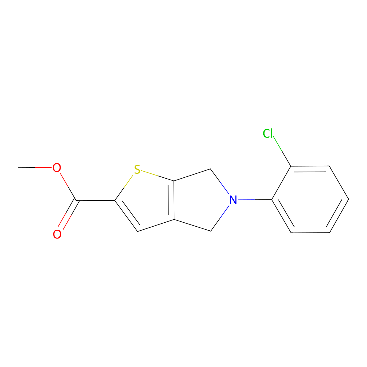 methyl 5-(2-chlorophenyl)-5,6-dihydro-4H-thieno[2,3-c]pyrrole-2-carboxylate molecular structure, CAS 832739-15-8