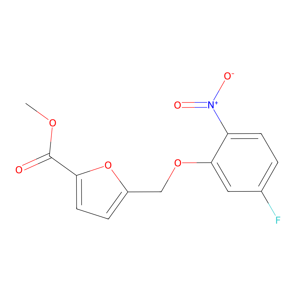 Methyl 5-[(5-fluoro-2-nitrophenoxy)methyl]furan-2-carboxylate molecular structure, CAS 832739-23-8