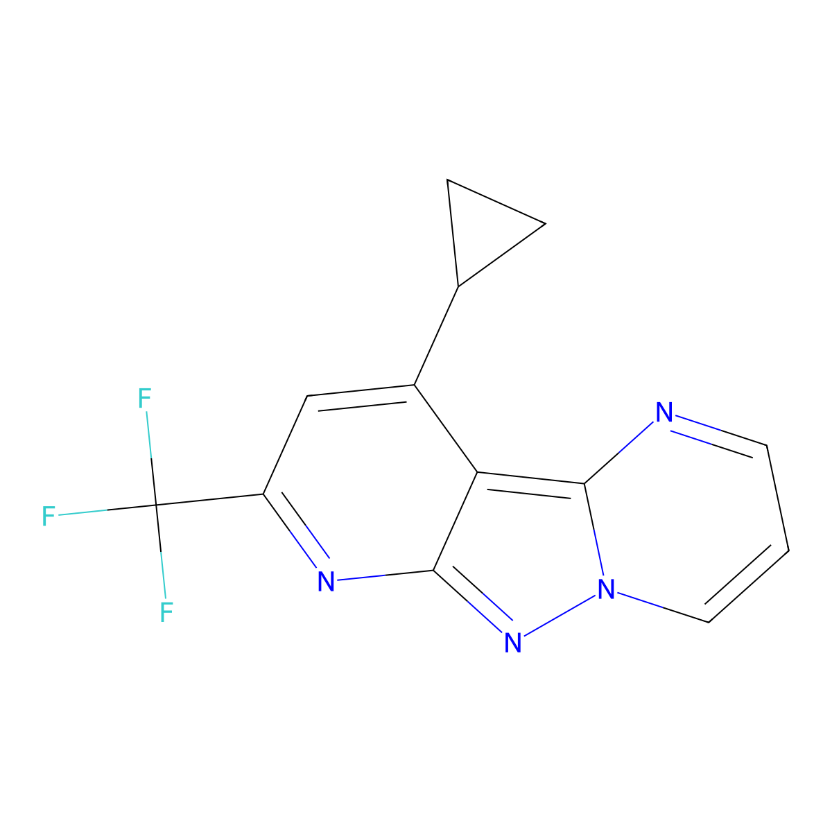 10-Cyclopropyl-8-(trifluoromethyl)pyrido[2',3':3,4]pyrazolo[1,5-a]pyrimidine molecular structure, CAS 832739-28-3