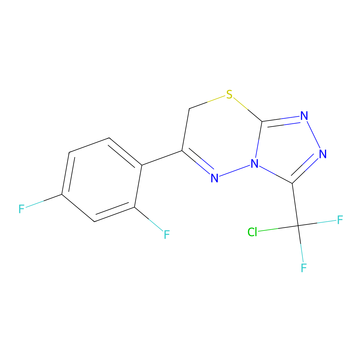 3-(Chlorodifluoromethyl)-6-(2,4-difluorophenyl)-7H-[1,2,4]triazolo[3,4-b][1,3,4]thiadiazine molecular structure, CAS 832739-42-1
