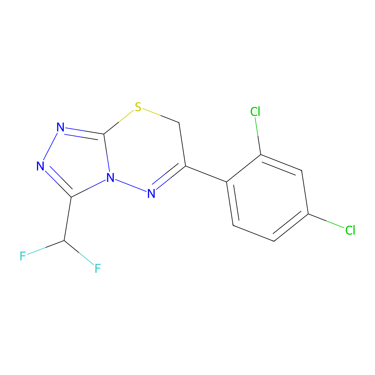 6-(2,4-dichlorophenyl)-3-(difluoromethyl)-7H-[1,2,4]triazolo[3,4-b][1,3,4]thiadiazine molecular structure, CAS 832739-43-2