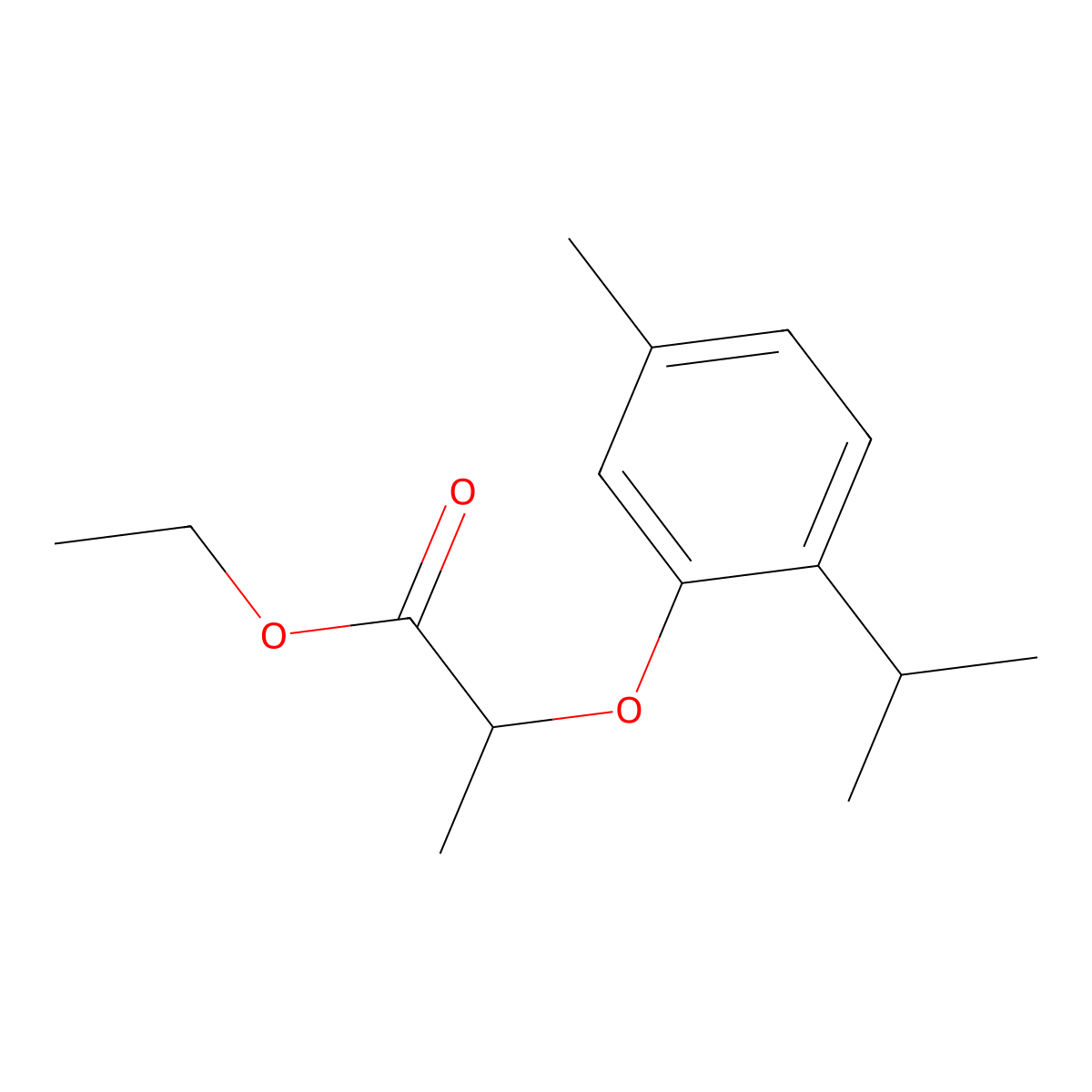 Ethyl 2-(2-isopropyl-5-methylphenoxy)propanoate molecular structure, CAS 832739-47-6