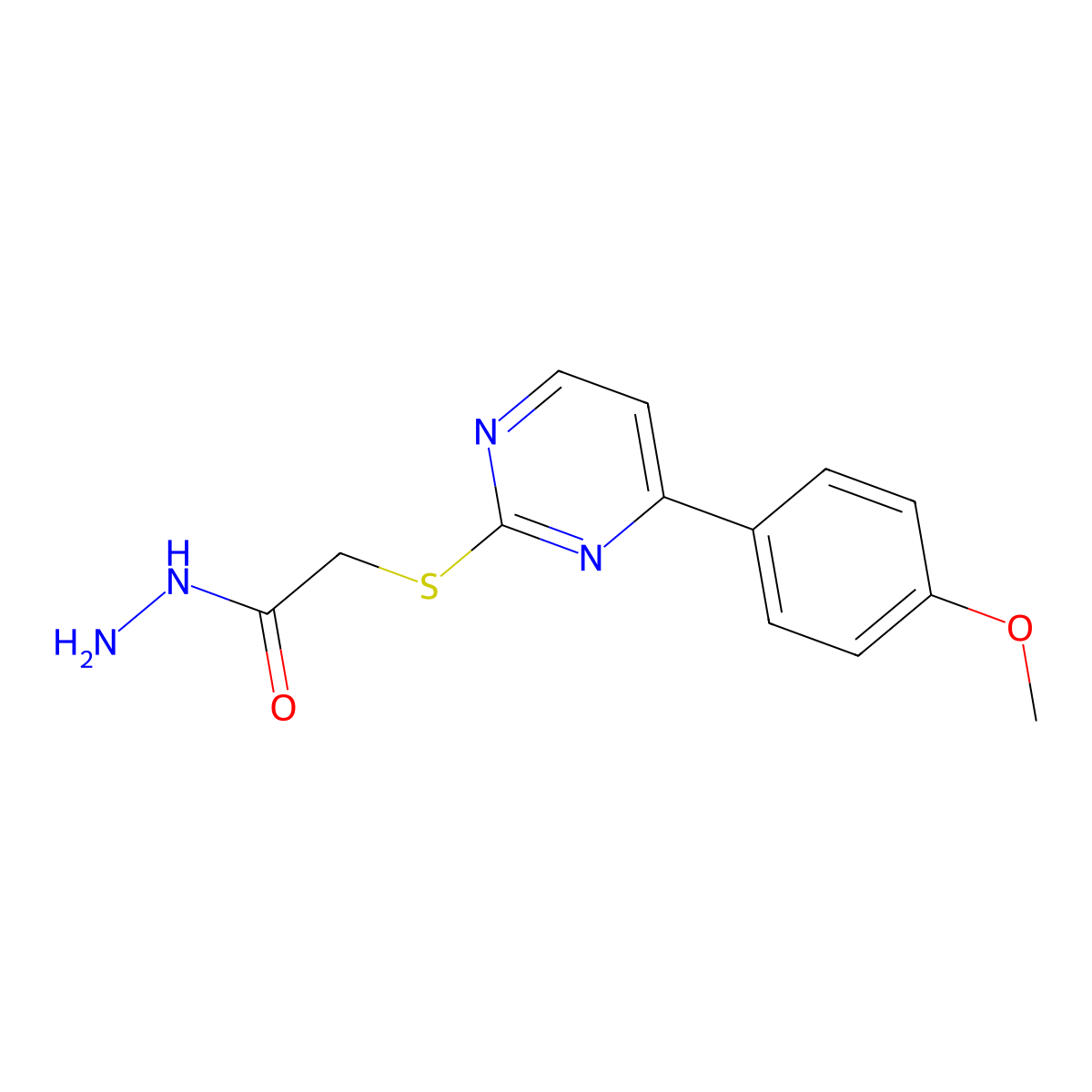 2-((4-(4-Methoxyphenyl)pyrimidin-2-yl)thio)acetohydrazide molecular structure, CAS 832739-53-4