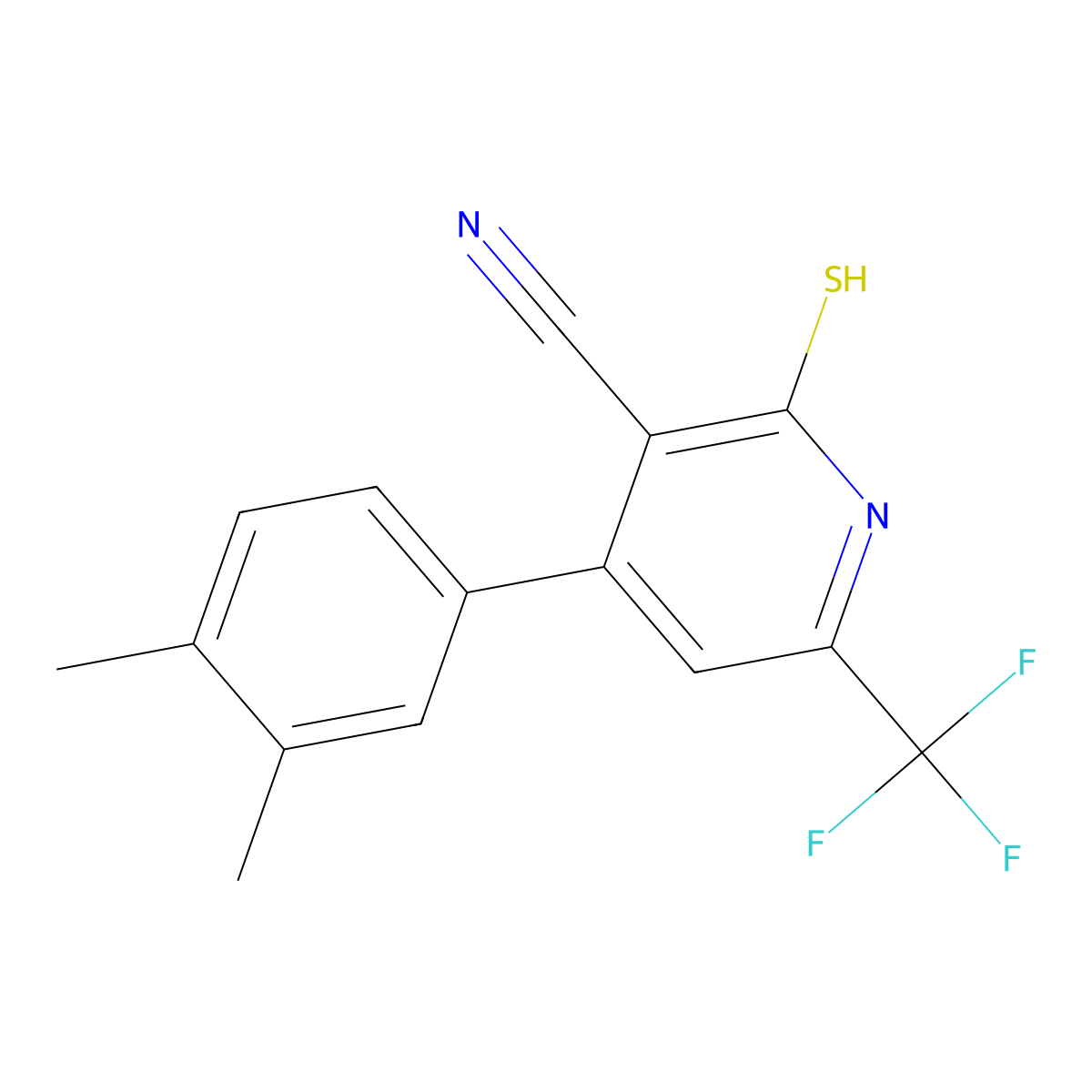 4-(3,4-Dimethylphenyl)-2-mercapto-6-(trifluoromethyl)nicotinonitrile molecular structure, CAS 832739-56-7