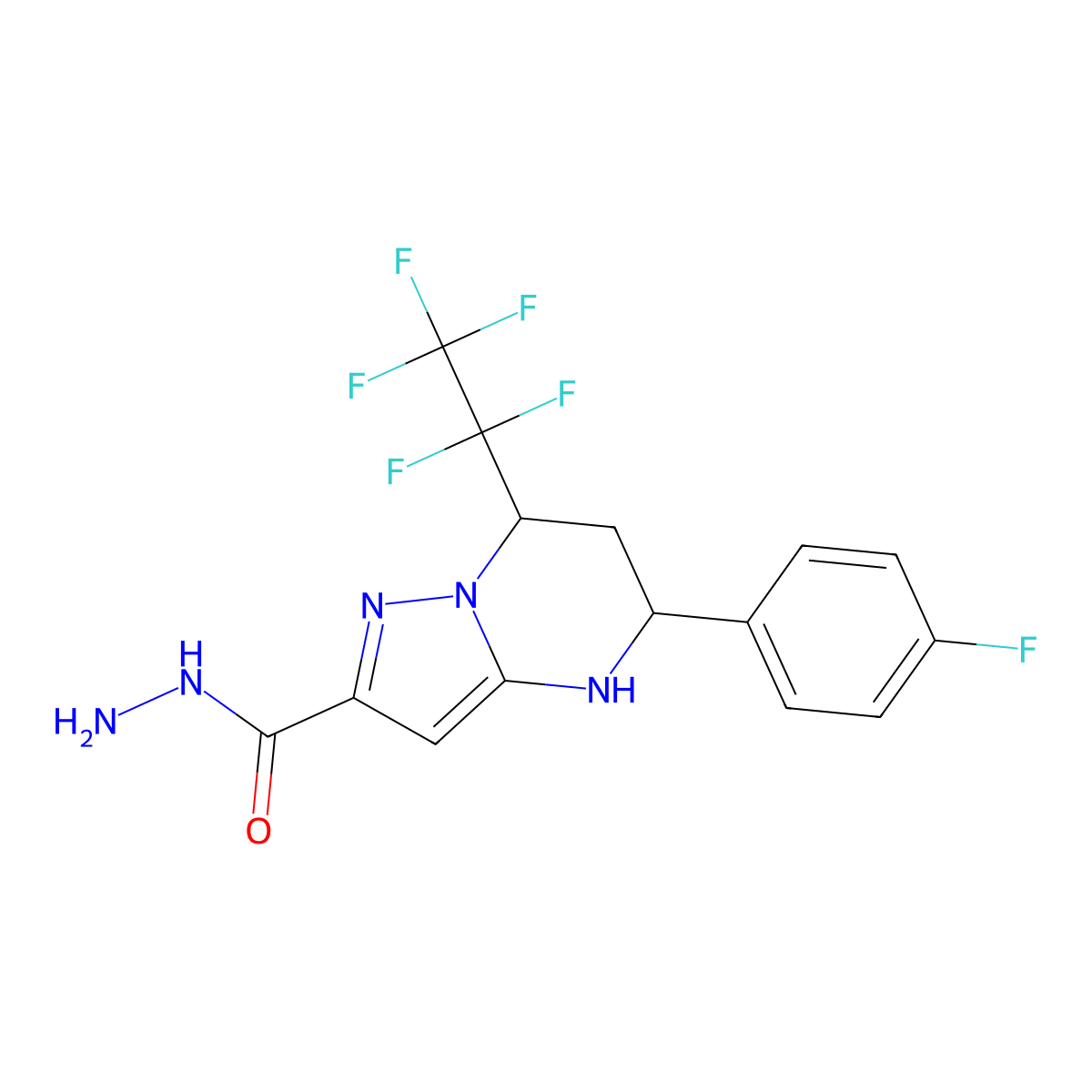 5-(4-Fluorophenyl)-7-(pentafluoroethyl)-4,5,6,7-tetrahydropyrazolo[1,5-a]pyrimidine-2-carbohydrazide molecular structure, CAS 832739-62-5
