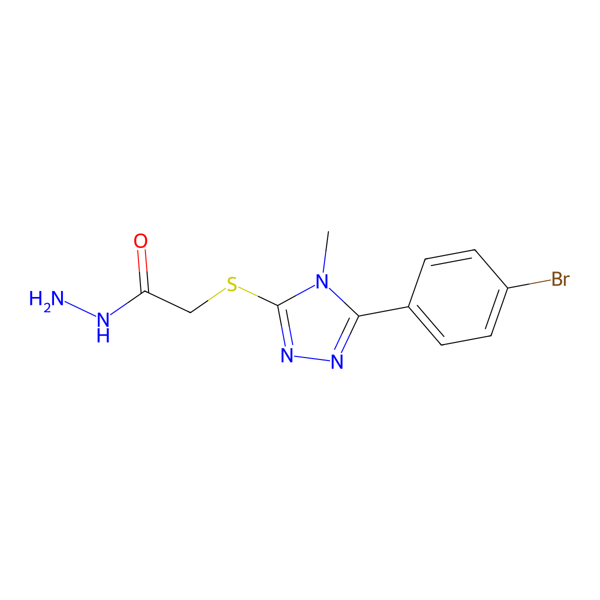 2-{[5-(4-bromophenyl)-4-methyl-4H-1,2,4-triazol-3-yl]thio}acetohydrazide molecular structure, CAS 832739-64-7