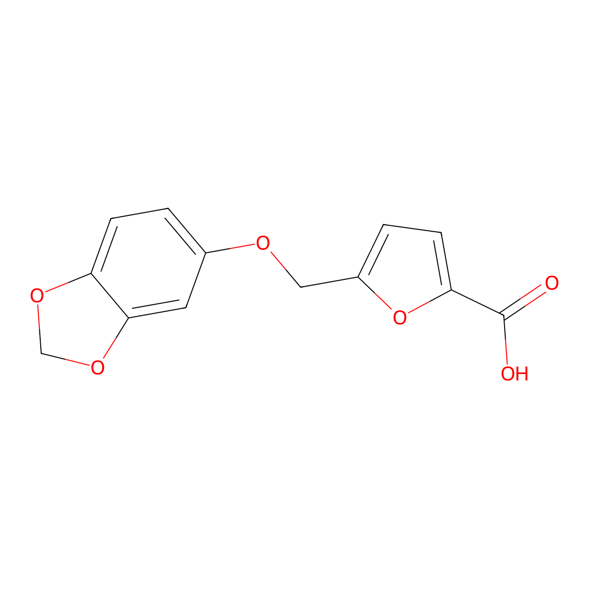 5-[(1,3-Benzodioxol-5-yloxy)methyl]-2-furoic acid molecular structure, CAS 832739-65-8