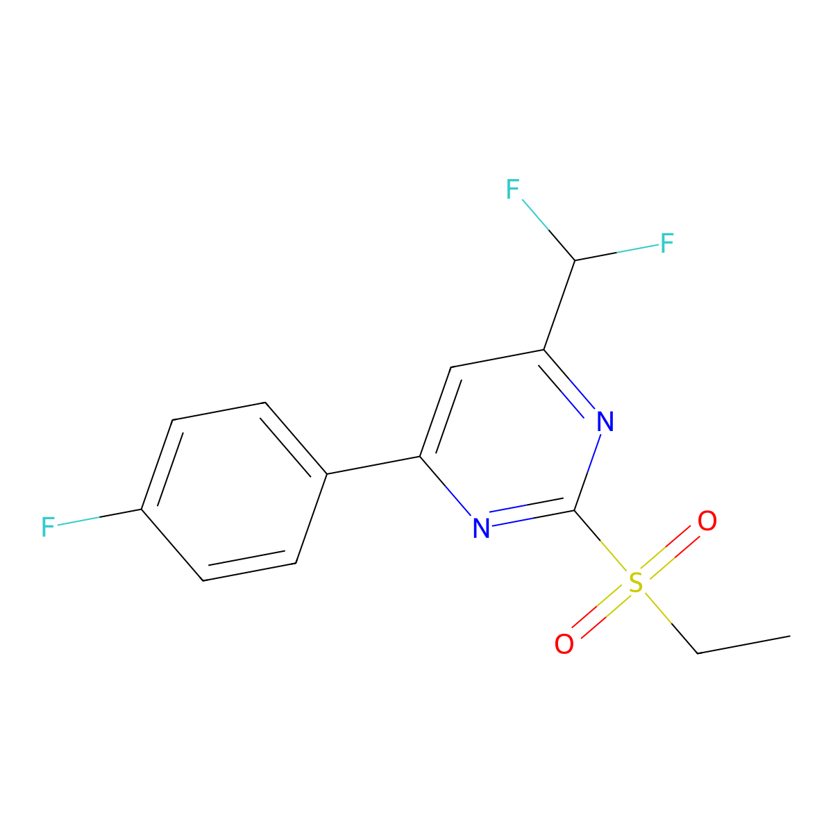 4-(Difluoromethyl)-2-(ethylsulfonyl)-6-(4-fluorophenyl)pyrimidine molecular structure, CAS 832739-68-1
