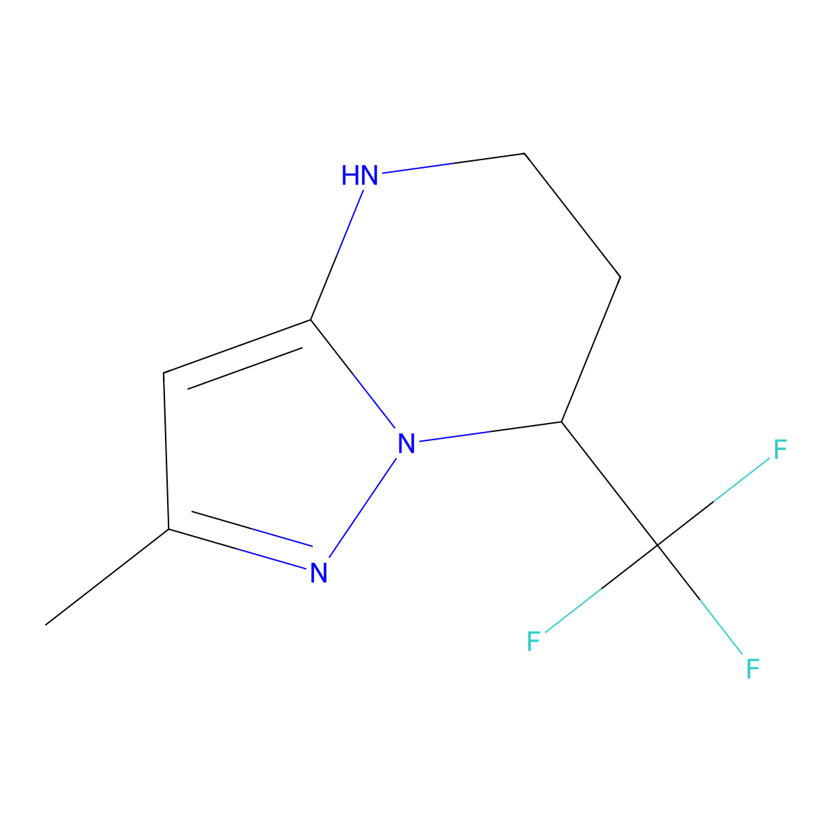 2-methyl-7-(trifluoromethyl)-4H,5H,6H,7H-pyrazolo[1,5-a]pyrimidine molecular structure, CAS 832739-70-5