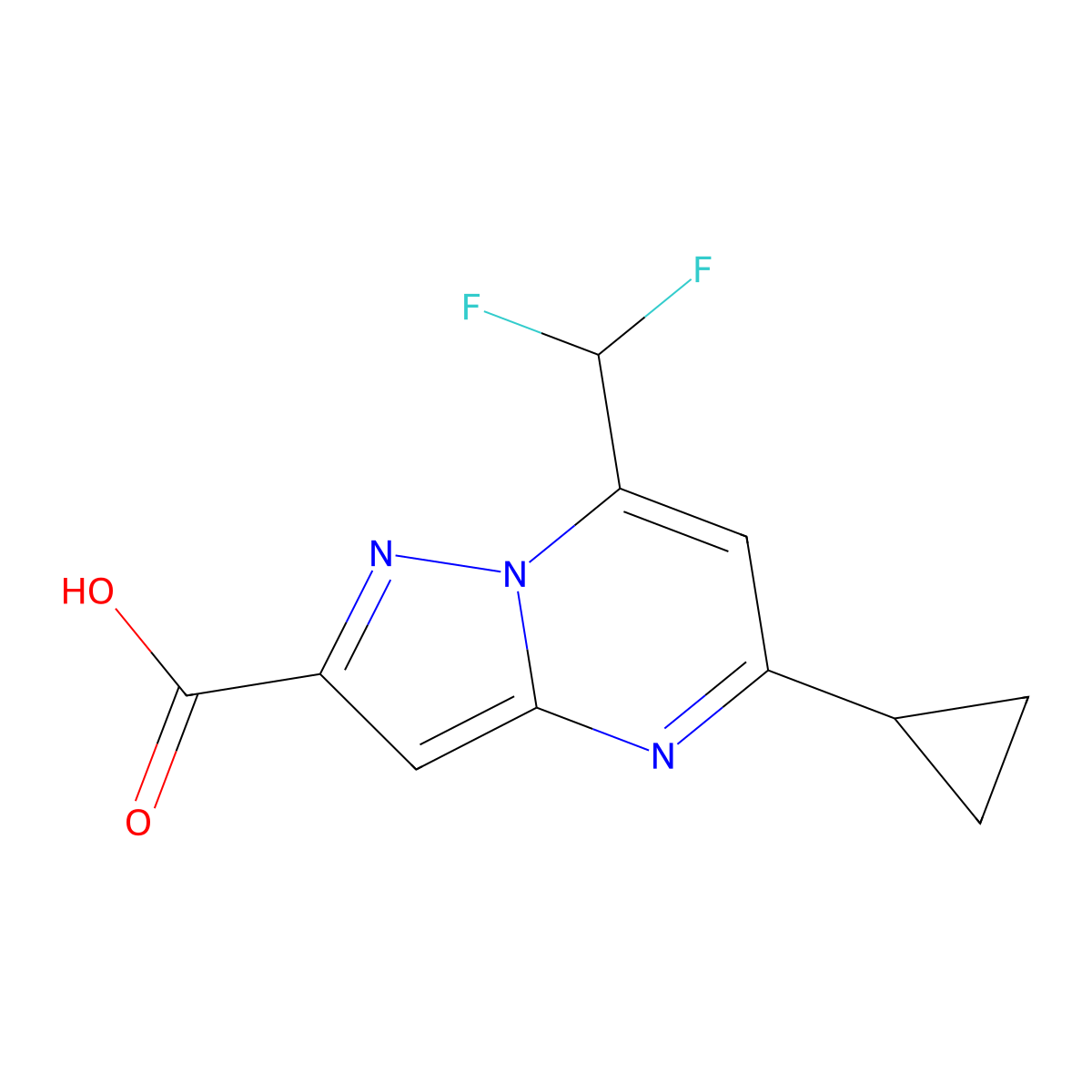 5-Cyclopropyl-7-(difluoromethyl)pyrazolo[1,5-a]pyrimidine-2-carboxylic acid molecular structure, CAS 832739-74-9