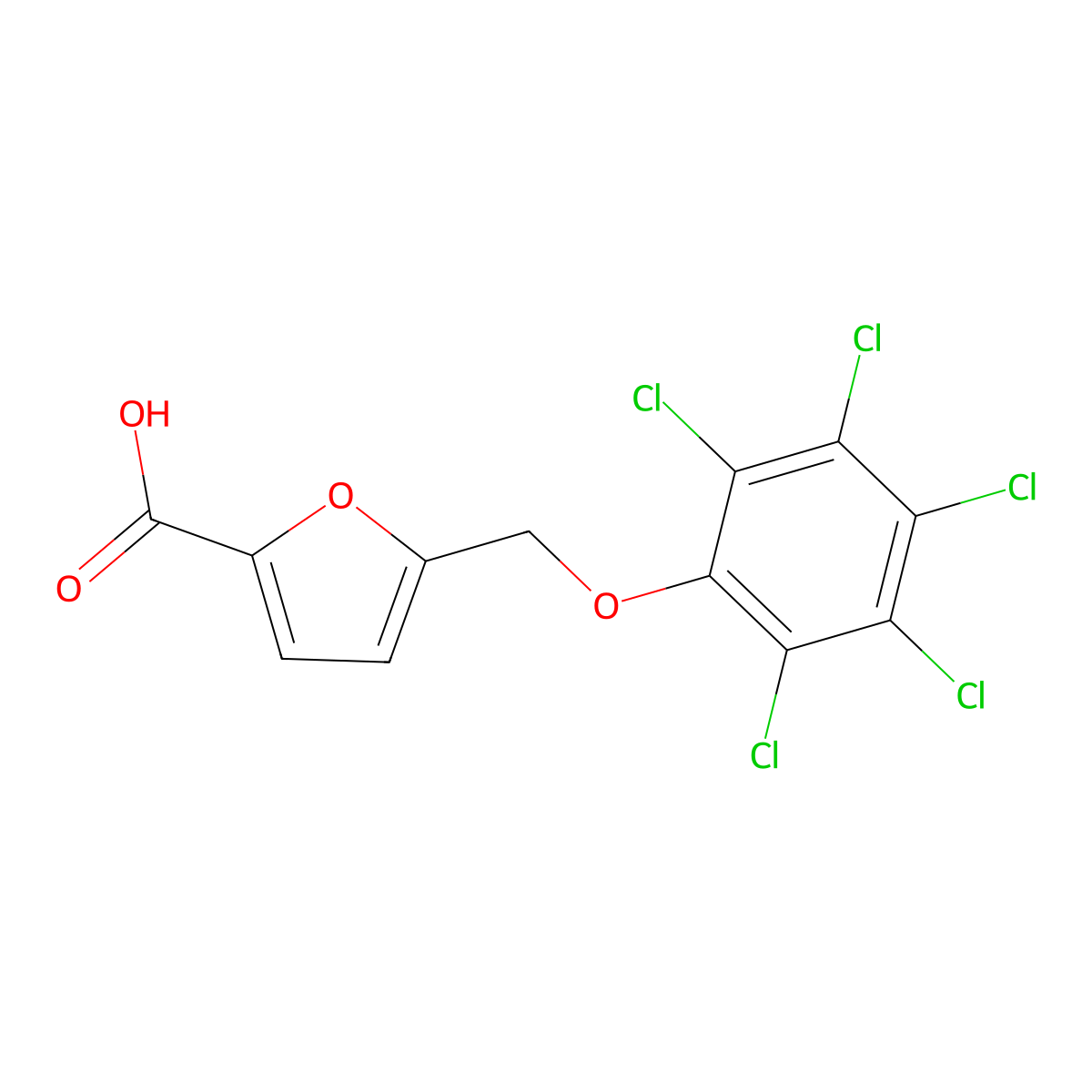 5-[(Pentachlorophenoxy)methyl]-2-furoic acid molecular structure, CAS 832739-78-3