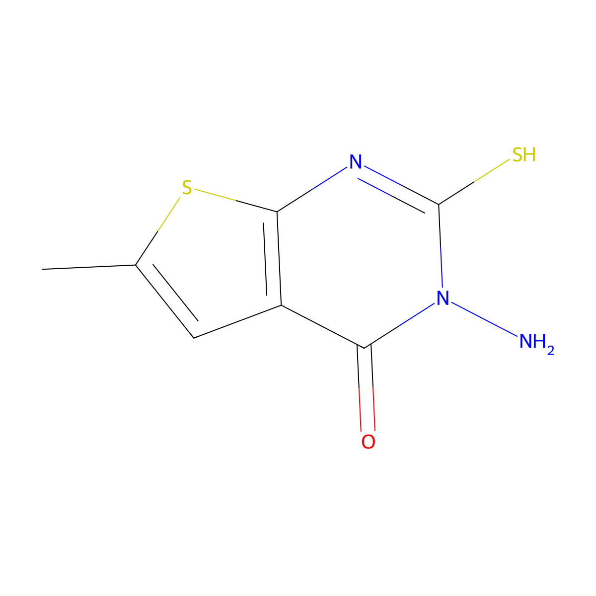3-Amino-2,3-dihydro-6-methyl-2-thioxothieno(2,3-d)pyrimidin-4(1H)-one molecular structure, CAS 832739-90-9