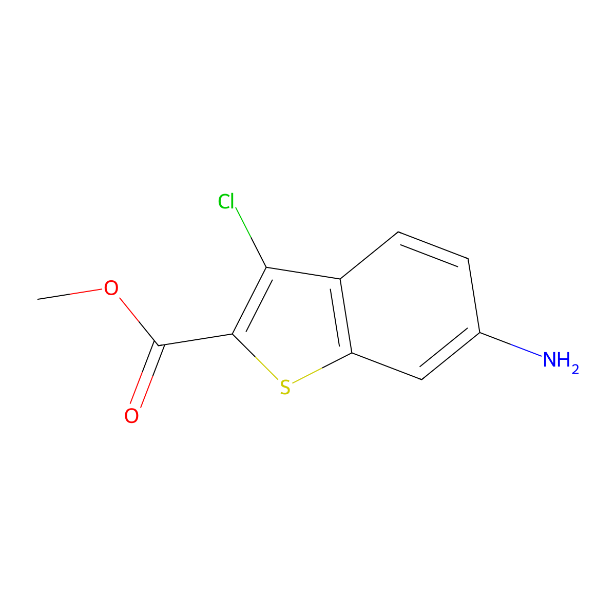 Methyl 6-amino-3-chloro-1-benzothiophene-2-carboxylate molecular structure, CAS 832739-91-0