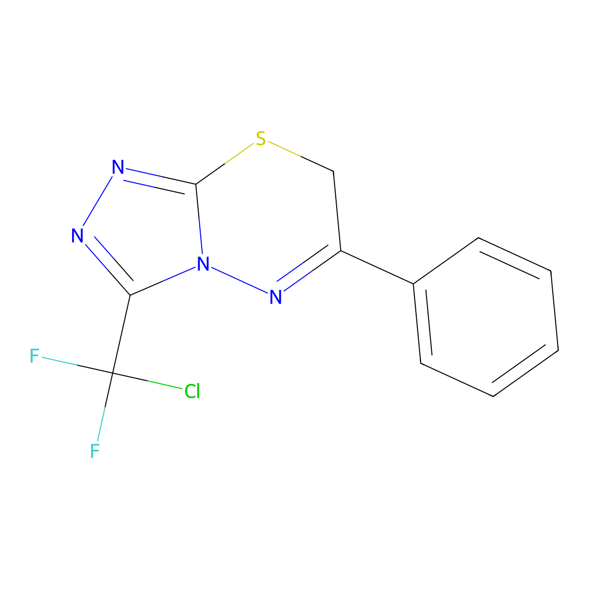 3-[chloro(difluoro)methyl]-6-phenyl-7H-[1,2,4]triazolo[3,4-b][1,3,4]thiadiazine molecular structure, CAS 832739-98-7