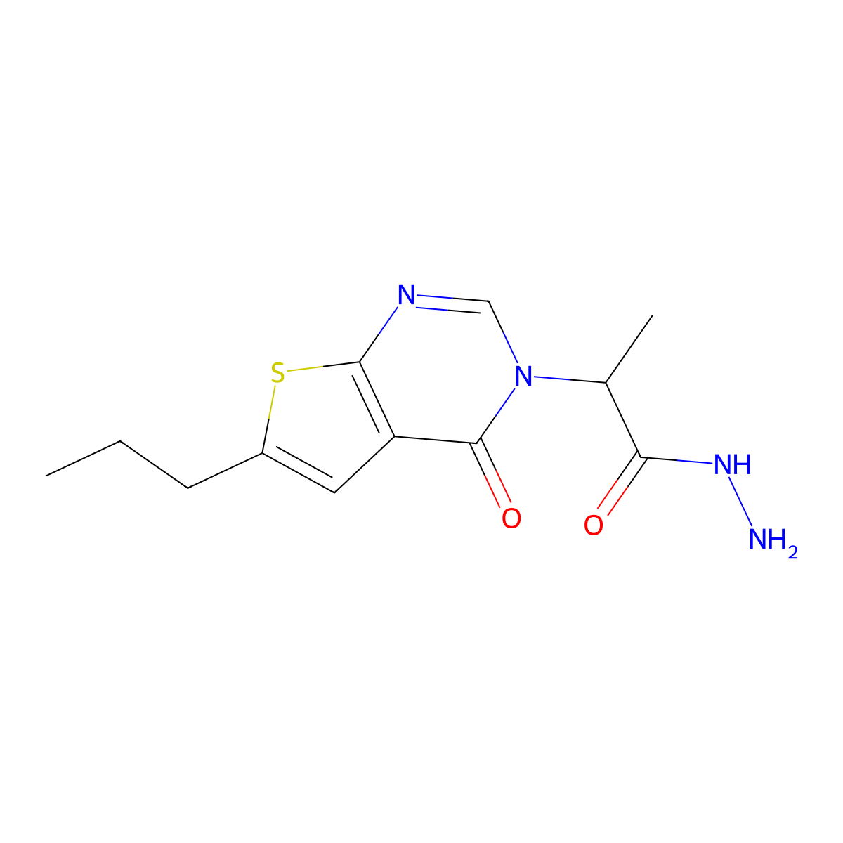 2-(4-oxo-6-propylthieno[2,3-d]pyrimidin-3(4H)-yl)propanehydrazide molecular structure, CAS 832740-08-6