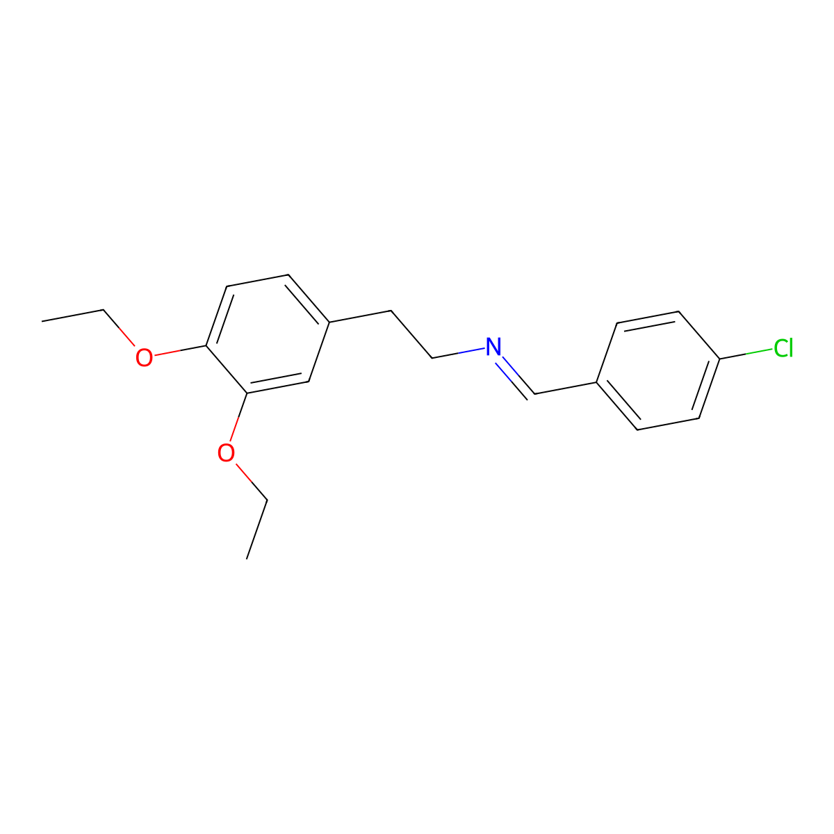 N-(4-Chlorobenzylidene)-2-(3,4-diethoxyphenyl)ethanamine molecular structure, CAS 832740-09-7