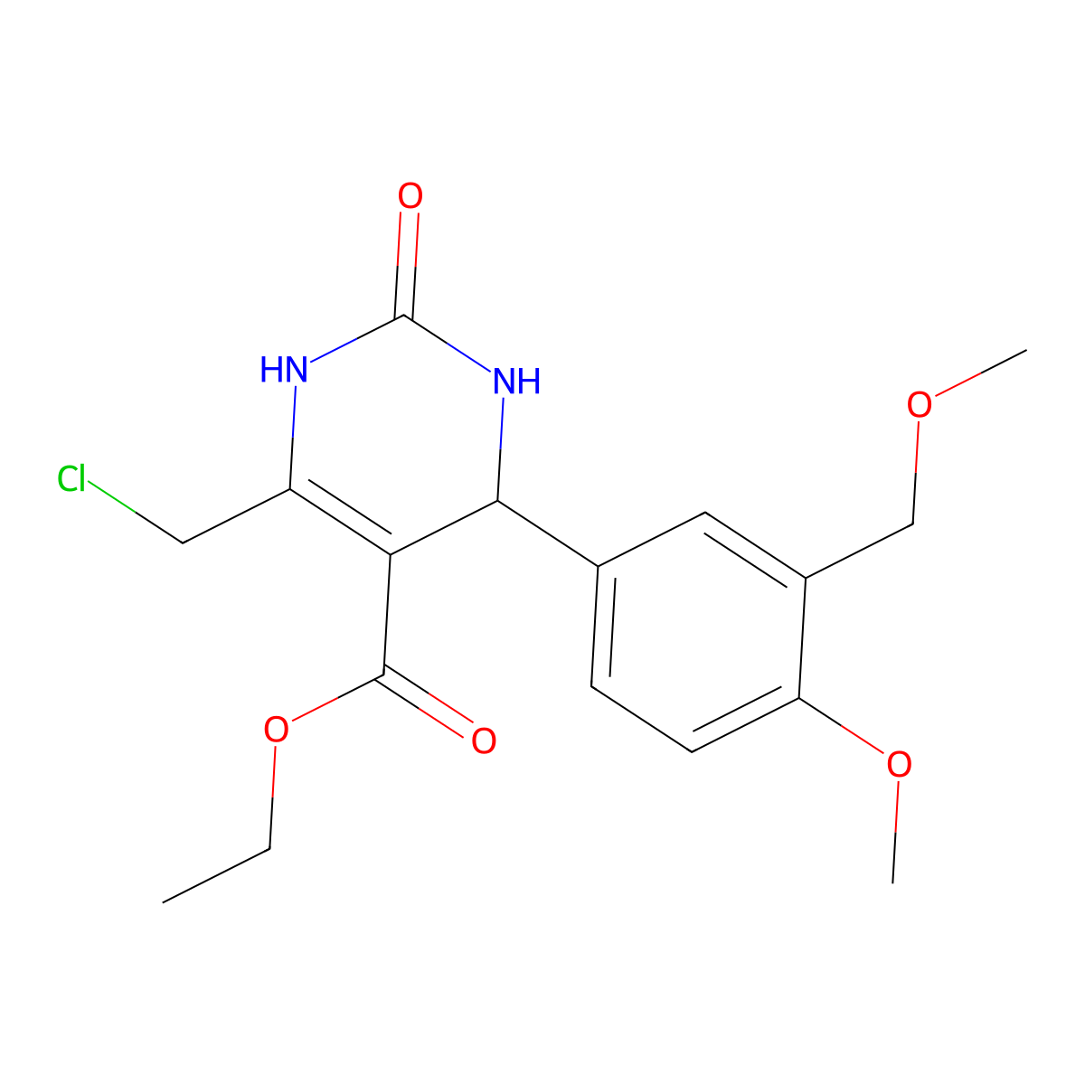 Ethyl 6-(chloromethyl)-4-(4-methoxy-3-(methoxymethyl)phenyl)-2-oxo-1,2,3,4-tetrahydropyrimidine-5-carboxylate molecular structure, CAS 832740-12-2