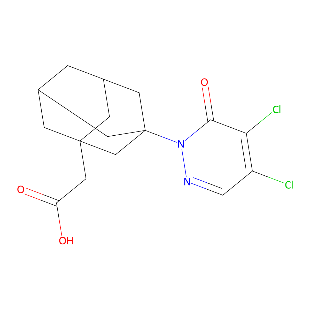 [3-(4,5-dichloro-6-oxopyridazin-1(6H)-yl)-1-adamantyl]acetic acid molecular structure, CAS 832740-18-8