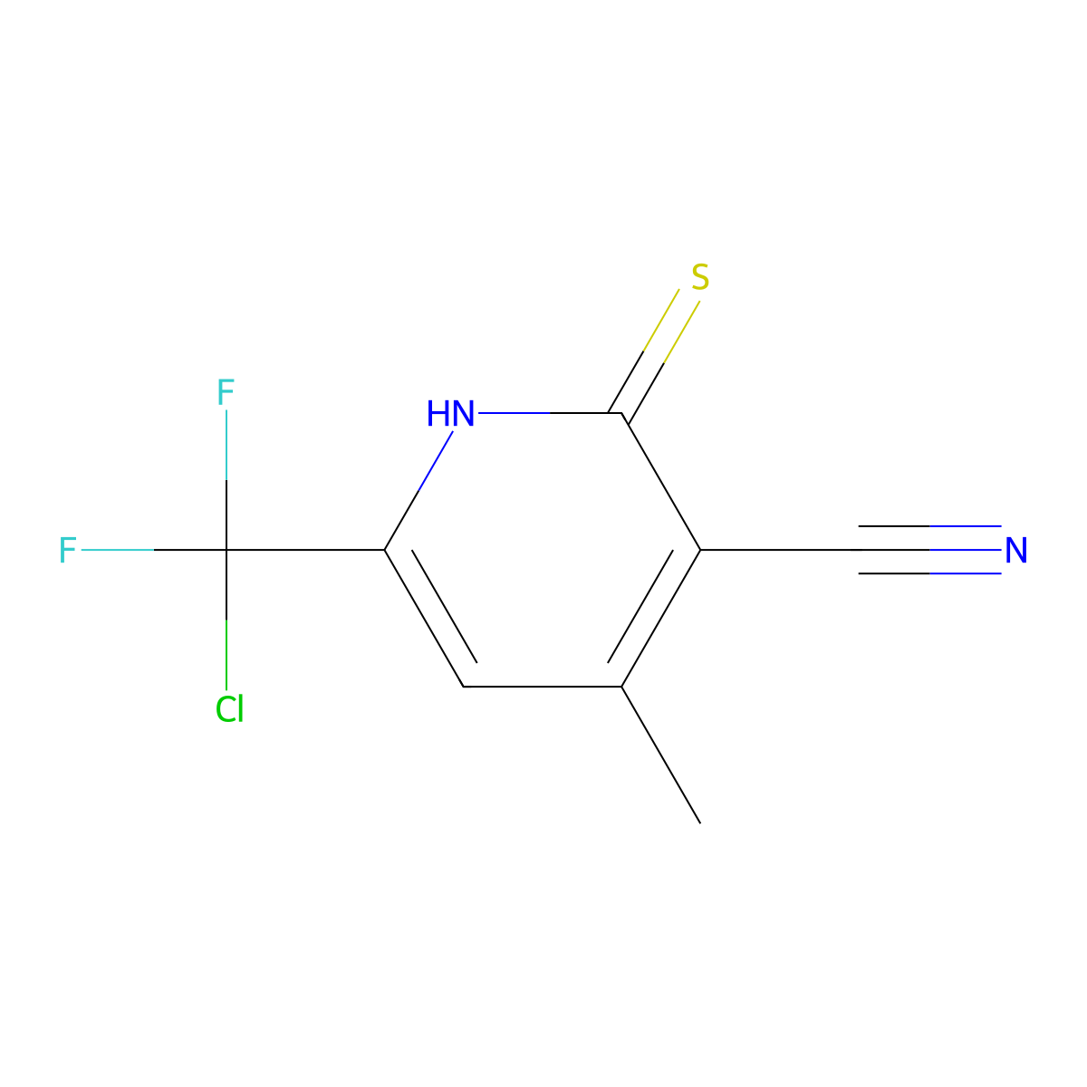 6-(Chlorodifluoromethyl)-4-methyl-2-thioxo-1,2-dihydropyridine-3-carbonitrile molecular structure, CAS 832740-39-3