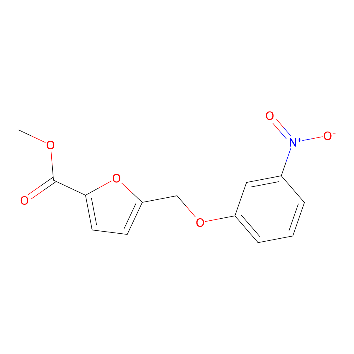 Methyl 5-[(3-nitrophenoxy)methyl]furan-2-carboxylate molecular structure, CAS 832740-50-8