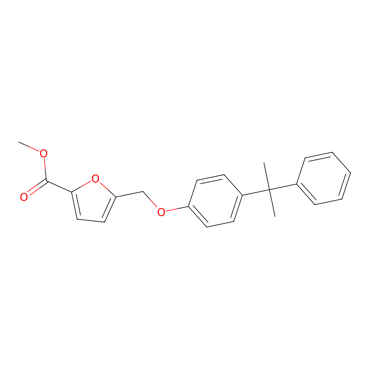 Methyl 5-((4-(2-phenylpropan-2-yl)phenoxy)methyl)furan-2-carboxylate molecular structure, CAS 832740-52-0