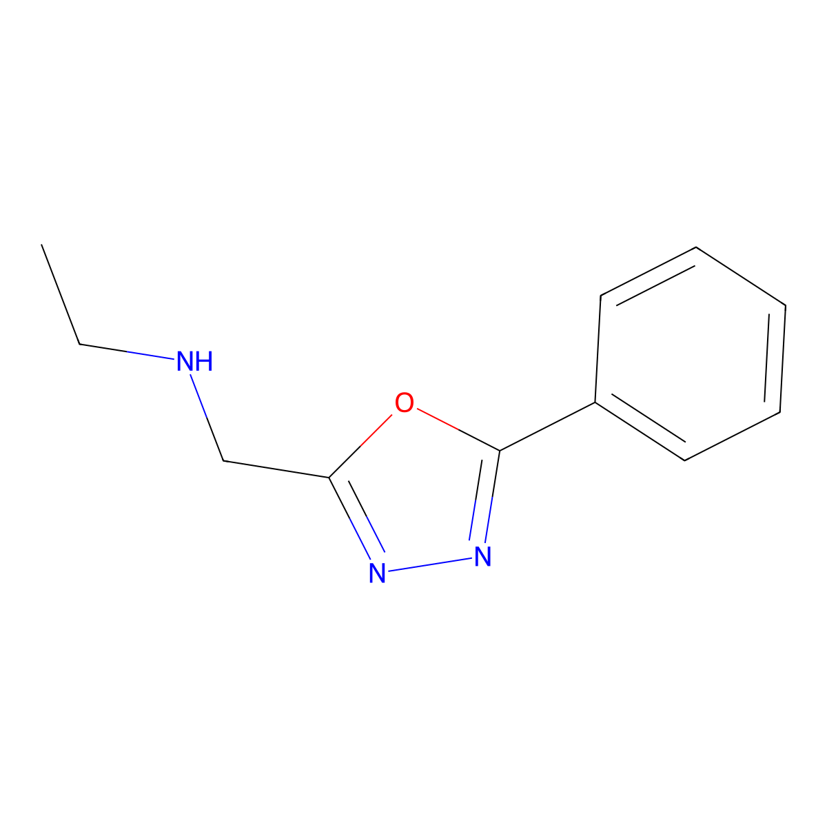 Ethyl-(5-phenyl-[1,3,4]oxadiazol-2-ylmethyl)-amine molecular structure, CAS 832740-53-1