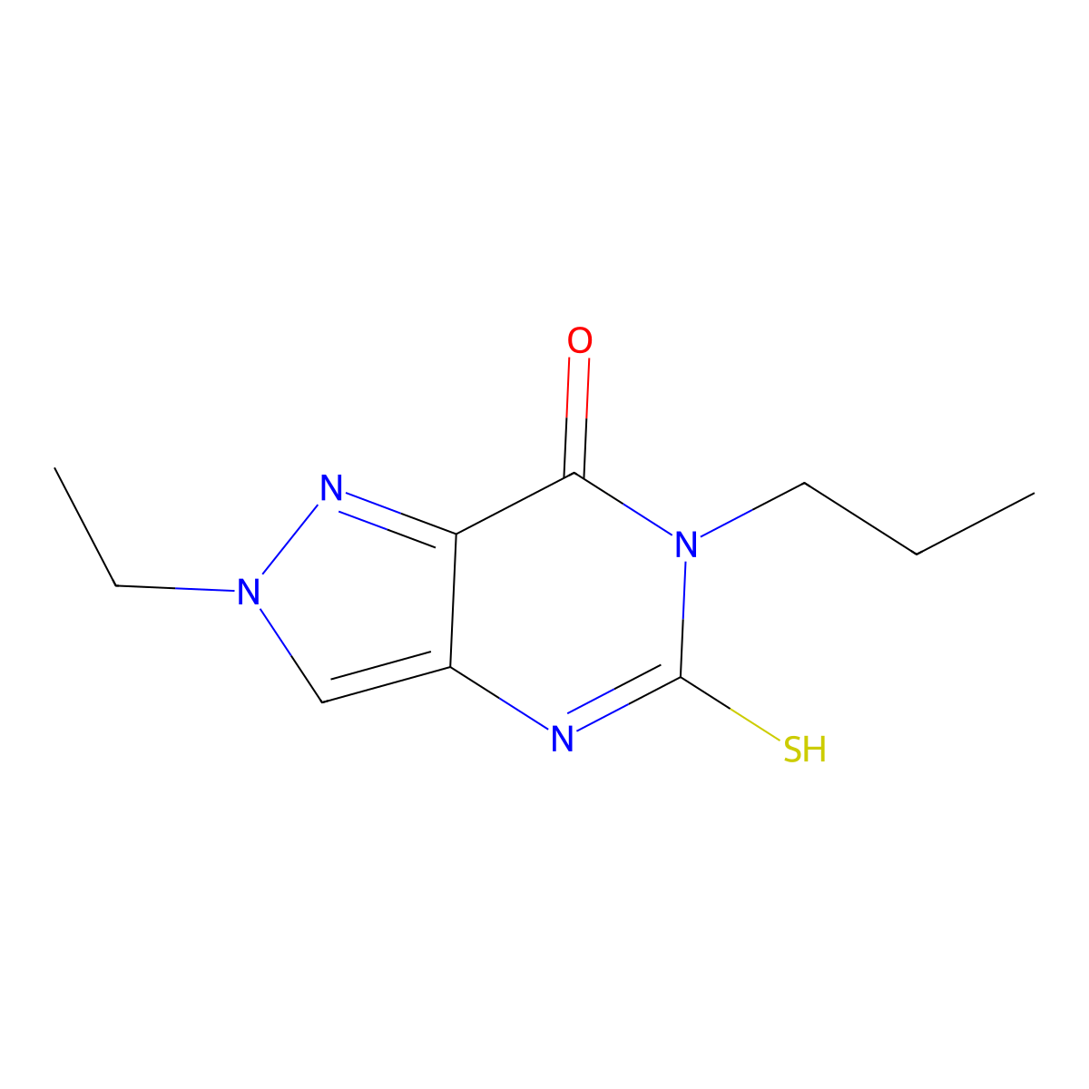 2-Ethyl-5-mercapto-6-propyl-2H-pyrazolo[4,3-d]pyrimidin-7(6H)-one molecular structure, CAS 832740-57-5