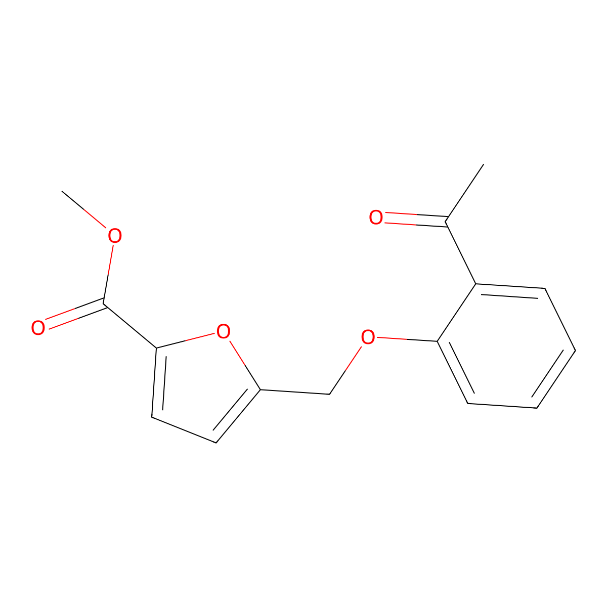 Methyl 5-[(2-acetylphenoxy)methyl]furan-2-carboxylate molecular structure, CAS 832740-63-3