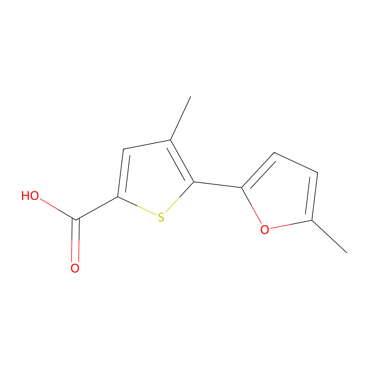 4-Methyl-5-(5-methylfuran-2-yl)thiophene-2-carboxylic acid molecular structure, CAS 832740-66-6