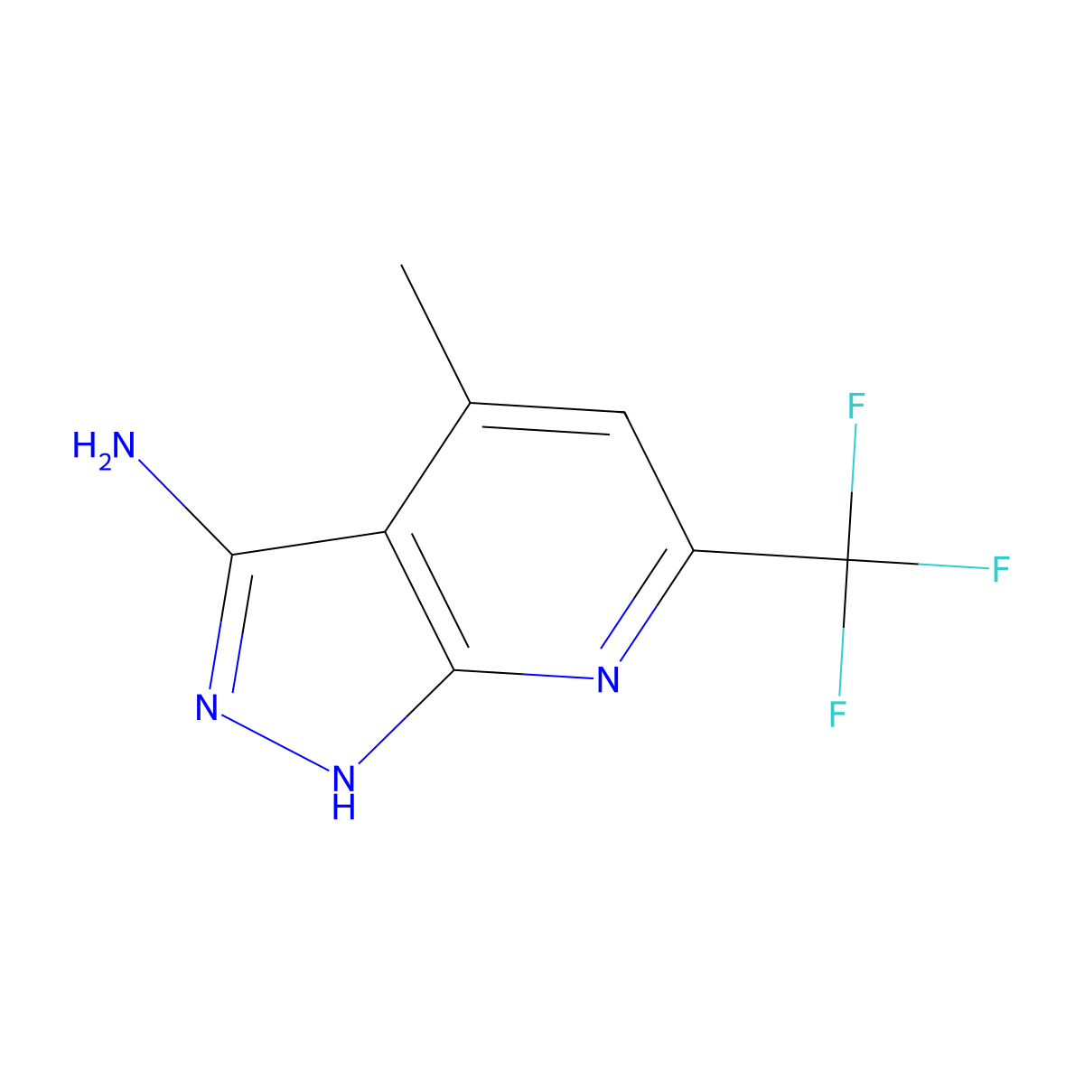 4-methyl-6-(trifluoromethyl)-1H-pyrazolo[3,4-b]pyridin-3-amine molecular structure, CAS 832740-69-9