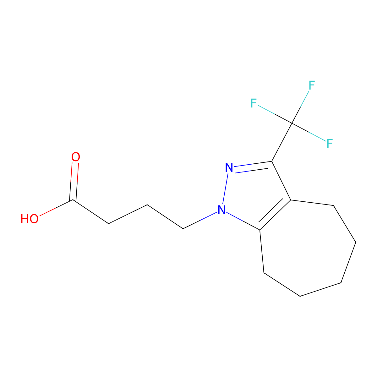 5,6,7,8-Tetrahydro-3-(trifluoromethyl)-1(4H)-cycloheptapyrazolebutanoic acid molecular structure, CAS 832740-83-7