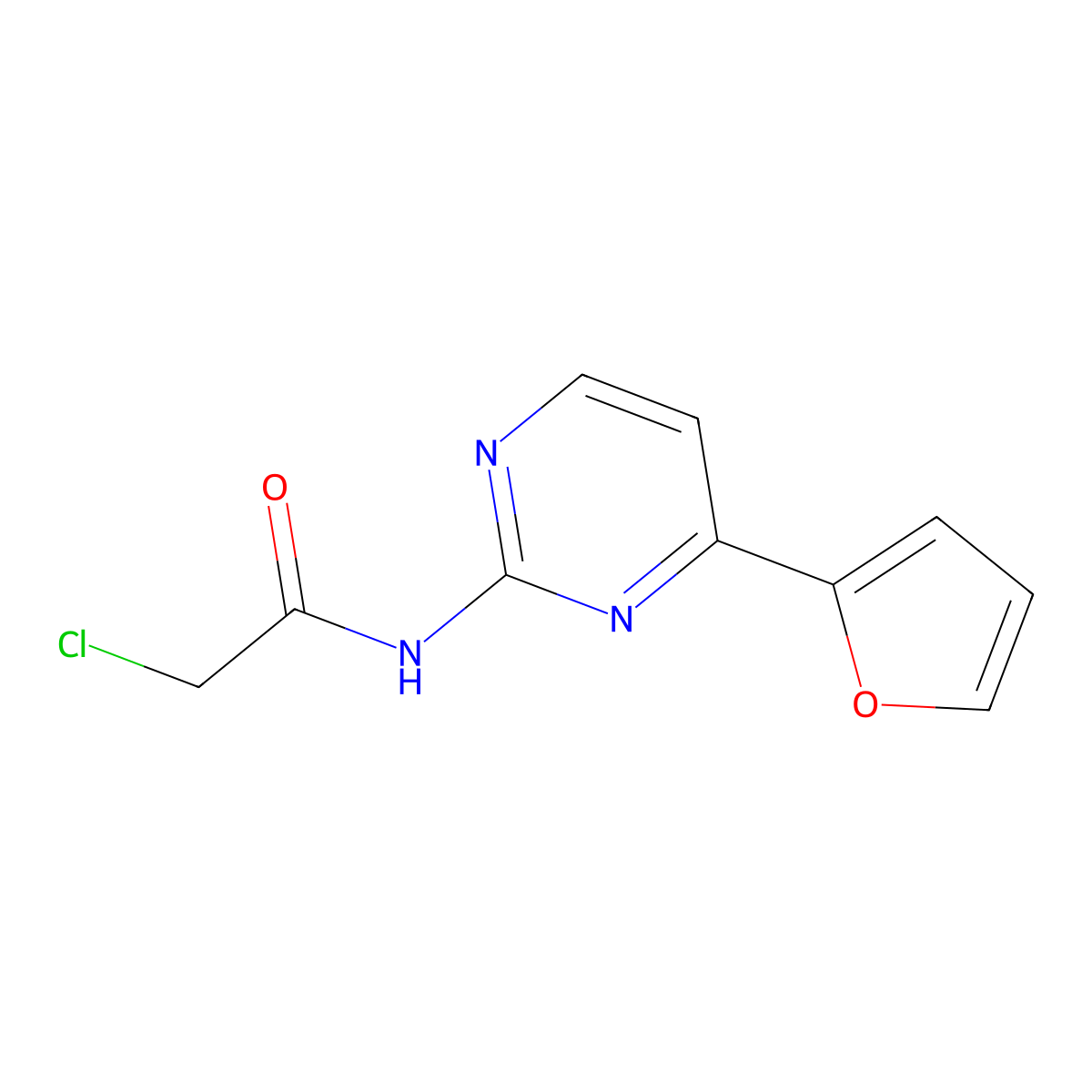 2-chloro-N-[4-(furan-2-yl)pyrimidin-2-yl]acetamide molecular structure, CAS 832740-97-3