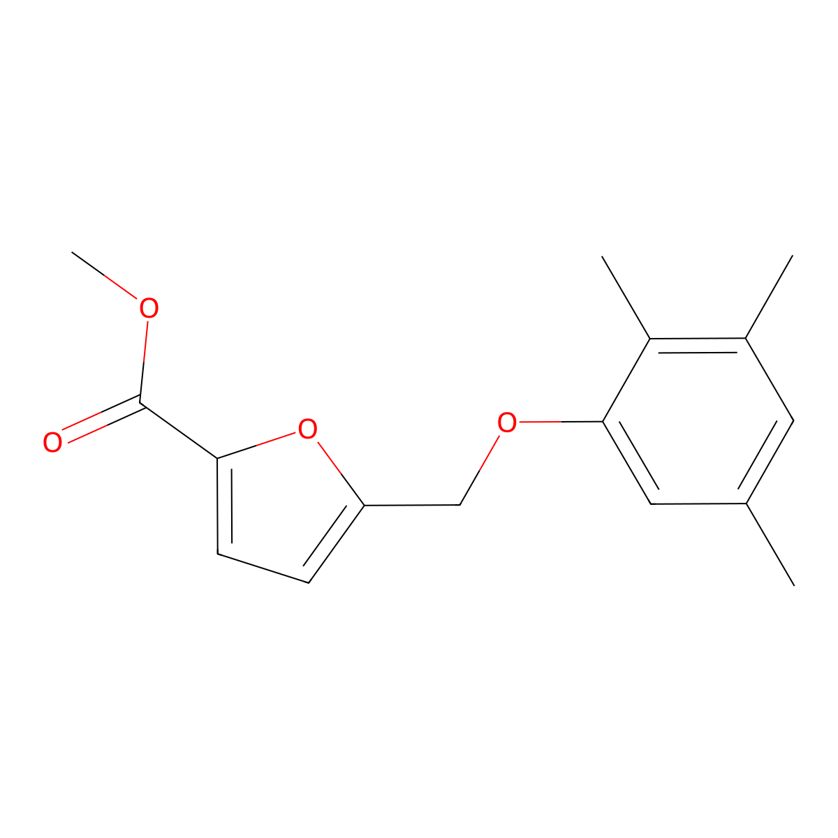 Methyl 5-[(2,3,5-trimethylphenoxy)methyl]furan-2-carboxylate molecular structure, CAS 832741-09-0