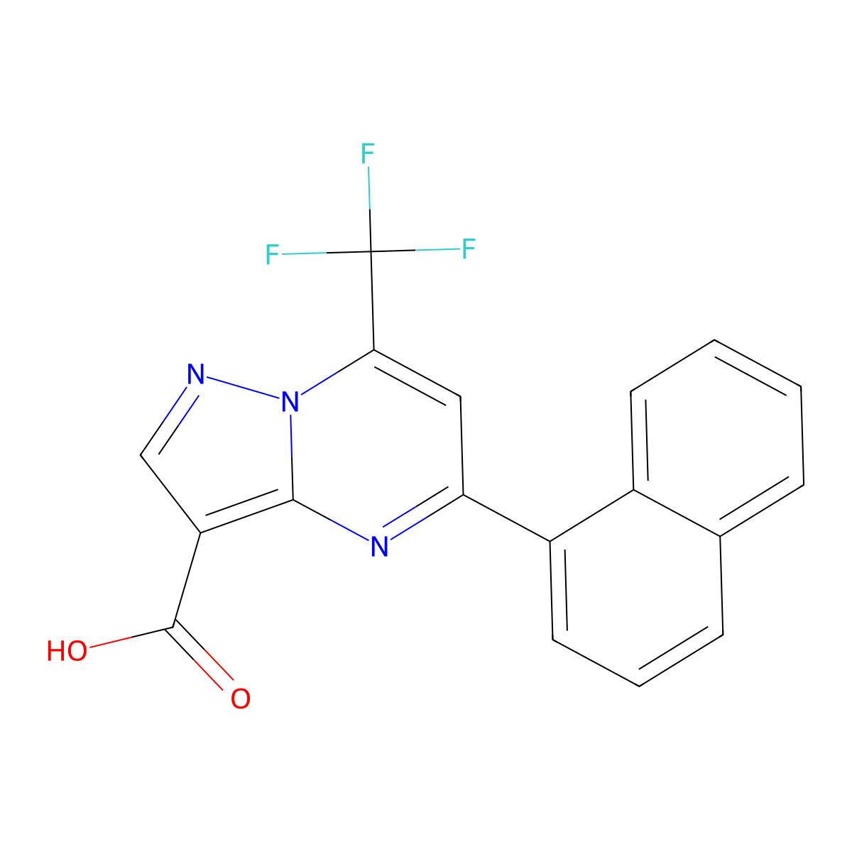 5-(Naphthalen-1-yl)-7-(trifluoromethyl)pyrazolo[1,5-a]pyrimidine-3-carboxylic acid molecular structure, CAS 832741-14-7