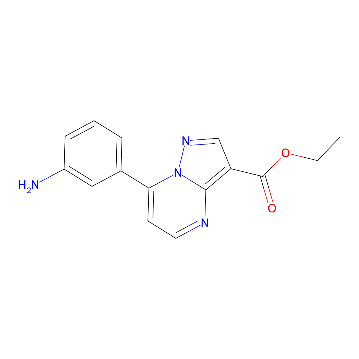 Ethyl 7-(3-aminophenyl)pyrazolo[1,5-a]pyrimidine-3-carboxylate molecular structure, CAS 832741-22-7