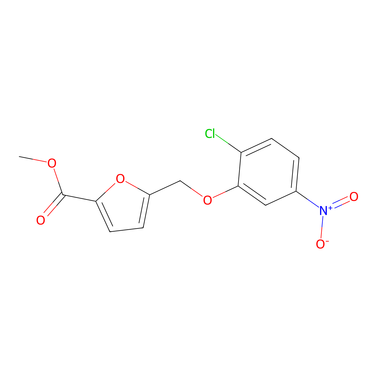 Methyl 5-[(2-chloro-5-nitrophenoxy)methyl]furan-2-carboxylate molecular structure, CAS 832741-27-2