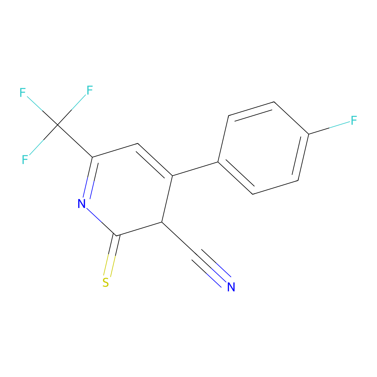 4-(4-Fluorophenyl)-2-thioxo-6-(trifluoromethyl)-2,3-dihydropyridine-3-carbonitrile molecular structure, CAS 832741-30-7