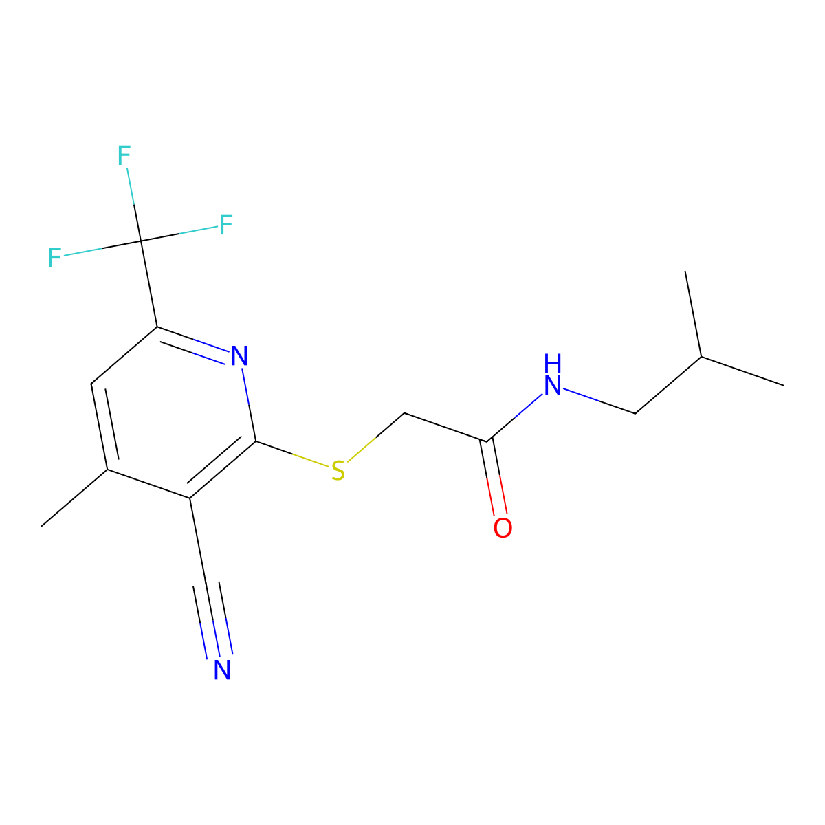 2-{[3-cyano-4-methyl-6-(trifluoromethyl)pyridin-2-yl]sulfanyl}-N-(2-methylpropyl)acetamide molecular structure, CAS 832741-59-0