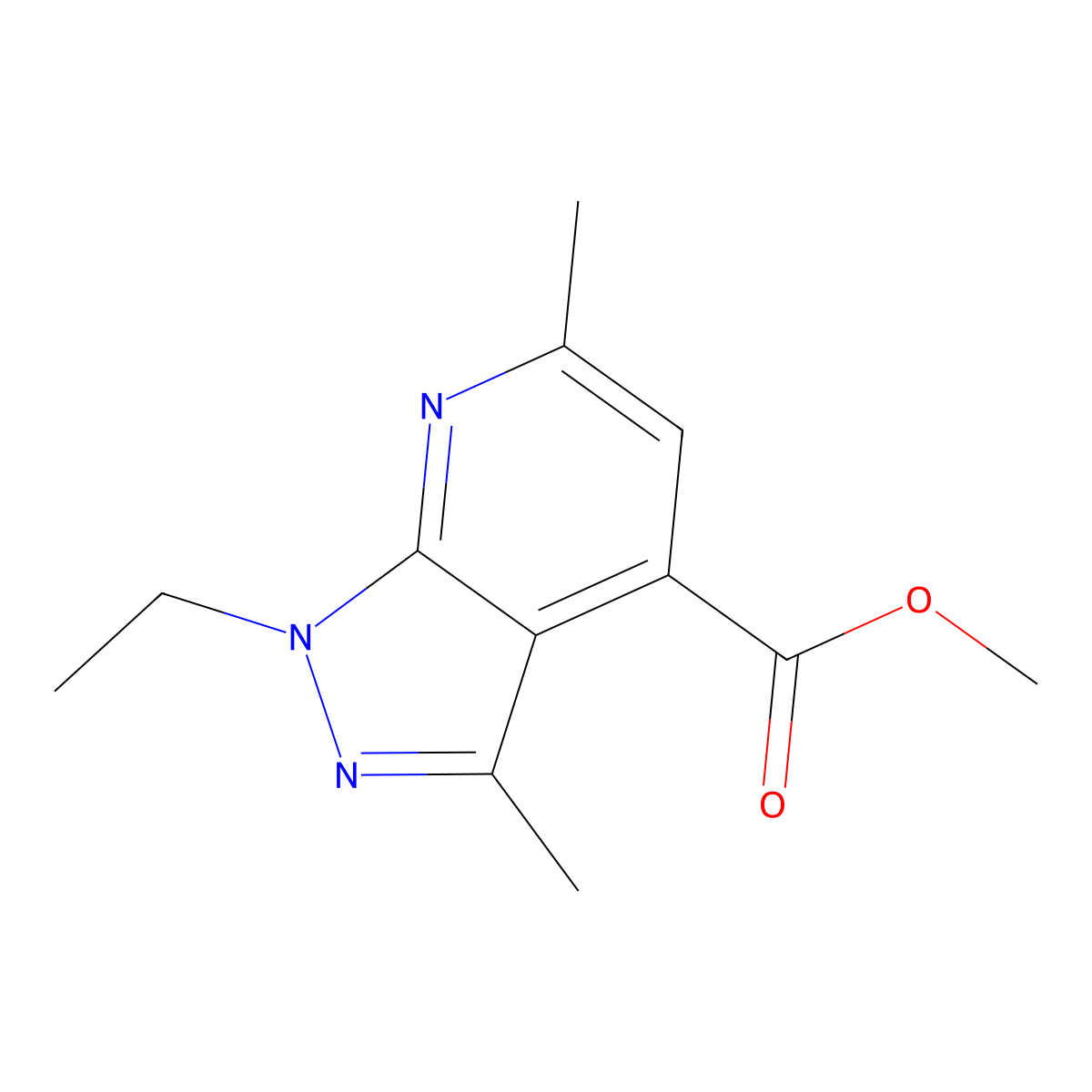 methyl 1-ethyl-3,6-dimethyl-1H-pyrazolo[3,4-b]pyridine-4-carboxylate molecular structure, CAS 832742-02-6